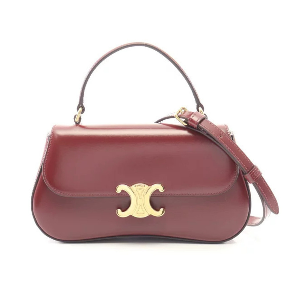 Celine Teen Laura Handbag Leather Bordeaux Purple